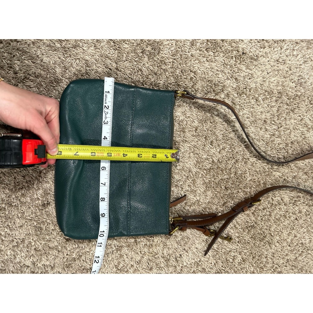 Fossil Green Leather Crossbody with Brown Trim - Picture 9 of 9